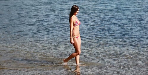 Walking along seashore