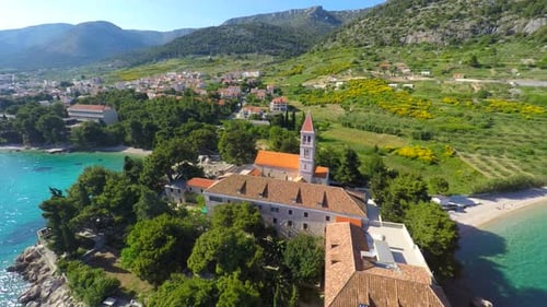View Of Beautiful Dominican Monastery In Bol On Island Of Brac, Croatia. 5
