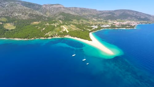Beautiful Aerial View Of Turquoise Sea In Bol On The Island Of Brac,Croatia. 5