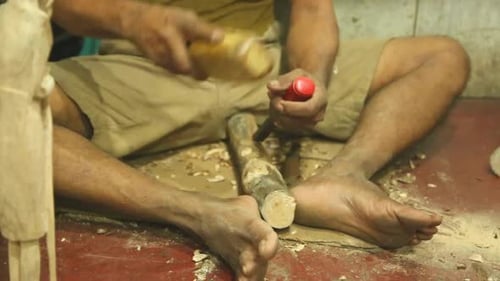 Local Sculptor Working In His Shop In Hikkaduwa, Sri Lanka. 1