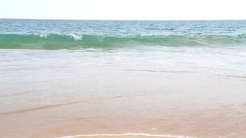 Waves Washing Up On Sandy Beach In The Tropics