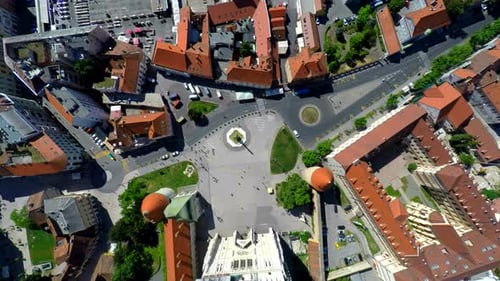 Aerial View Of Central Zagreb And Cathedral. 1