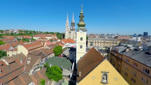 Aerial View Of Central Zagreb With Zagreb's Cathedral. 9