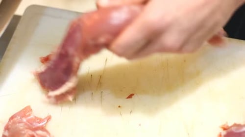 Chef Cooking Meat In Kitchen Of Restaurant 4