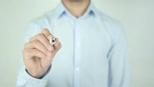 Writing the word photographer on clear surface