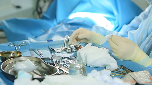 Surgical Instruments Prepared by Medical Professional in Hospital