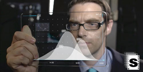 Adult Looking At Futuristic Transparent Technology Screen