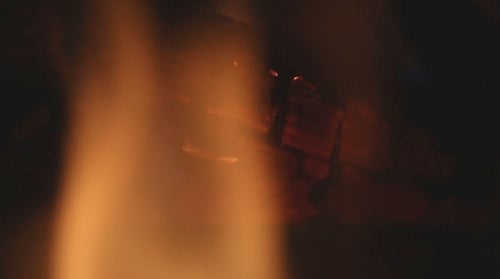 Close-Up View of Fiery Flames