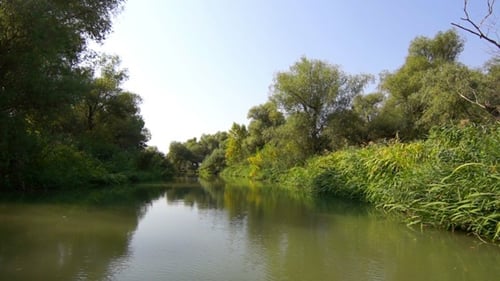 Flug über den Fluss.