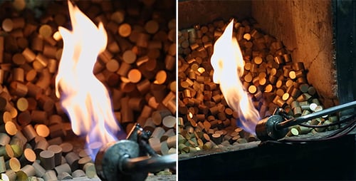Powerful Flame Heating Metal Components in Industrial Setting