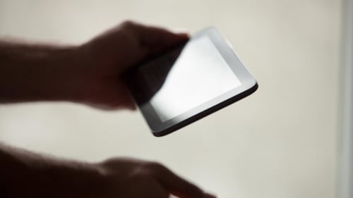 Hands Using Tablet Device Touchscreen Technology