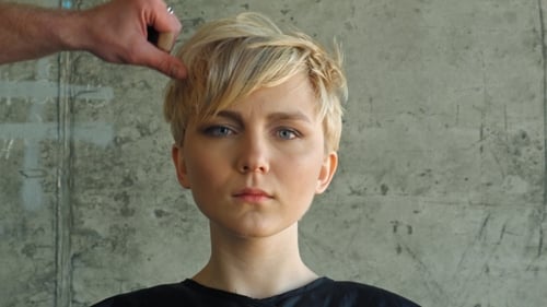 Woman Getting Blonde Hair Styled
