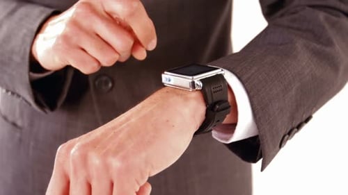 Adult Using Smartwatch Device in Close Up Shot