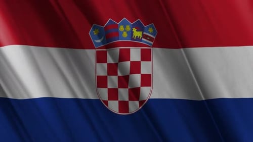 Realistic Croatian Flag Waving in Wind Loop
