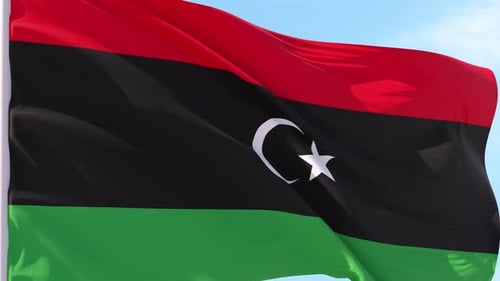 Libyan National Flag Waving in Realistic Seamless Loop