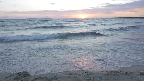 Sunset Scene Of The Sea With Colorful Sun