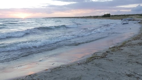 Sunset Scene Of The Sea With Colorful Sun