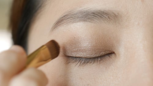 Eye Shadow Application with Brush Close Up