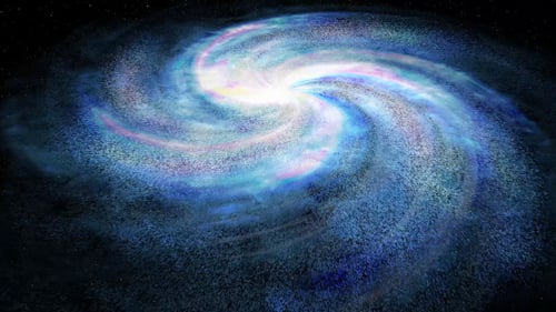 Beautiful Spiral Galaxy Swirling in Deep Space Background