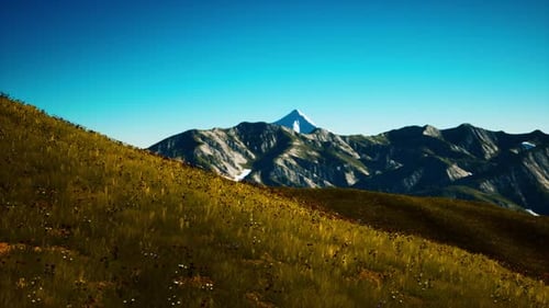 Panoramic View of Alpine Mountain Landscape in the Alps