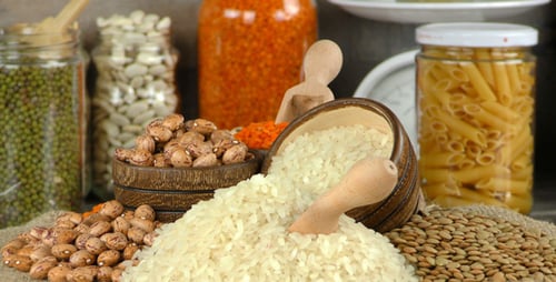 Artistic Display of Dried Food: Beans, Grains, Pasta