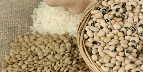Grains and Legumes on Burlap