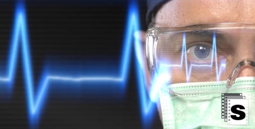 Health Professional with High-Tech EKG Graphic Overlay