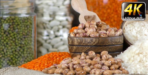 Close Up of Nutritious Lentils, Beans and Rice