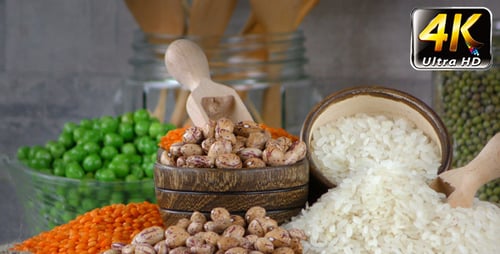 Colorful Beans, Rice, and Lentils Still Life