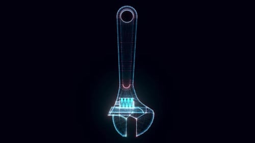 Crescent Wrench Hologram Rotating 4k