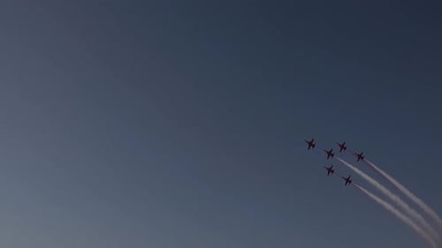 Fighter Jets Flying Formation with Smoke Trails