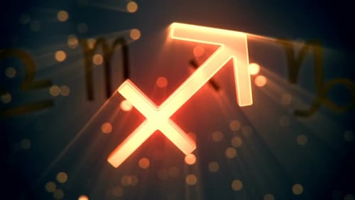 Abstract Glowing Sagittarius Zodiac Sign Motion Graphics