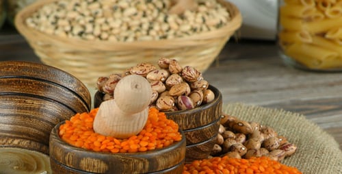 Colorful Beans, Lentils, and Pasta Still Life