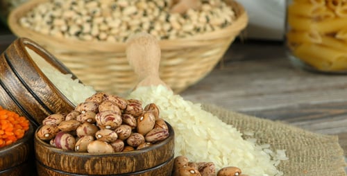 Variety of grains, legumes, and pasta