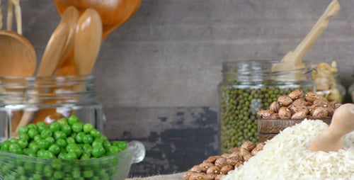 Dried Goods Grains in Jars Beautifully Lit