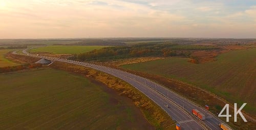 Automobile Highway and Beautiful Autumn Nature