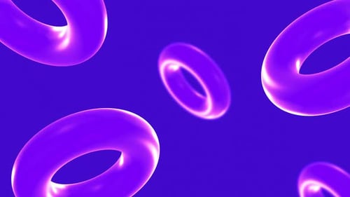 Abstract 3D Purple Torus Rings Glowing Background Loop