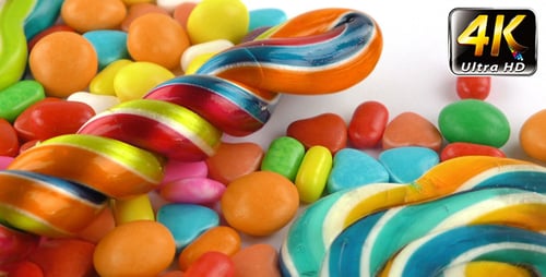 Colorful Candies Close Up on White Background