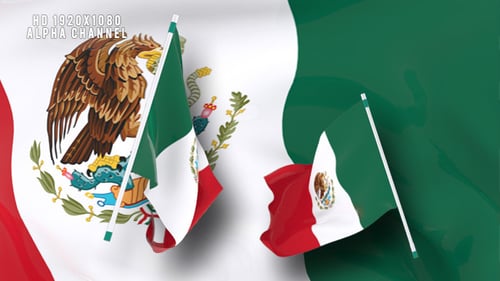 Waving Mexican Flag Alpha Channel Overlay