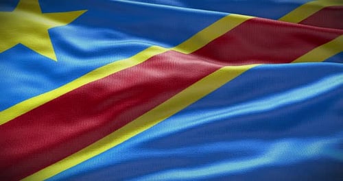 Realistic Waving Flag of Democratic Republic of Congo