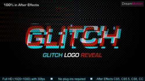 Dynamic Glitch Logo Intro with Digital Noise Effect