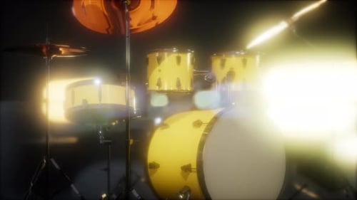Brightly Lit Drum Kit with Dynamic Lens Flares
