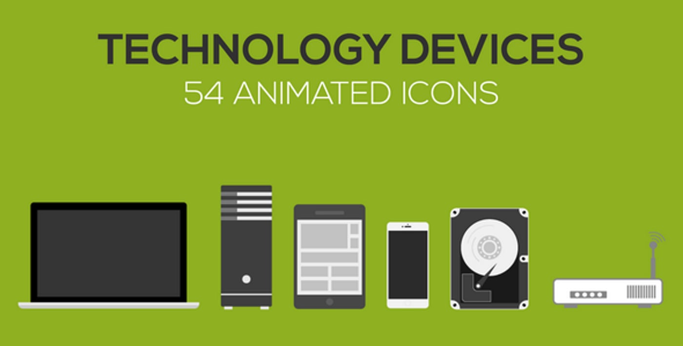 Modern Animated Flat Design Icons for Technology Devices, Elements ft ...