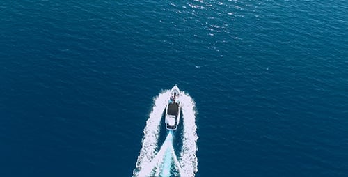 Boat Cruising in the Ocean Aerial View