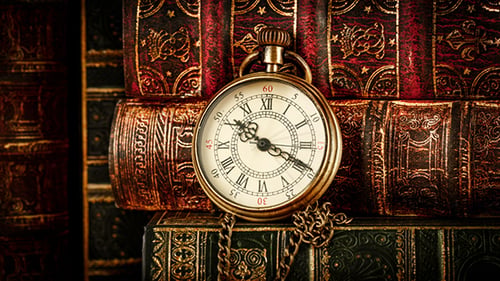 Old Books and Antique Gold Pocket Watch