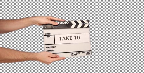 Studio Clapperboard Marking Takes with Transparency