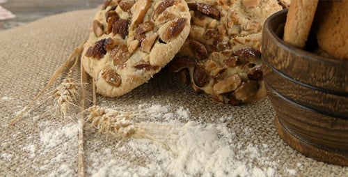 Delicious Almond Cookies with Flour and Wheat Stalks