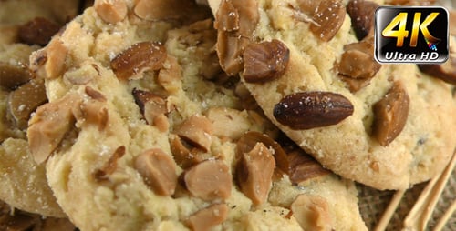Close Up of Almond Cookies with Wheat Stalks