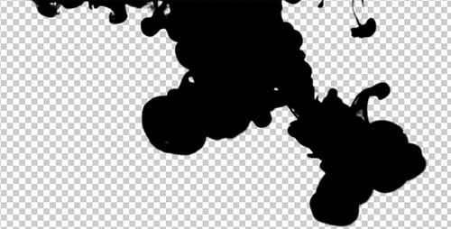 Black Ink Swirling on Transparent Background