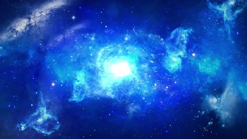 3D-Weltraumflug ins Sternenfeld. Fliege durch ins Weltall Galaxy Urknall Space.